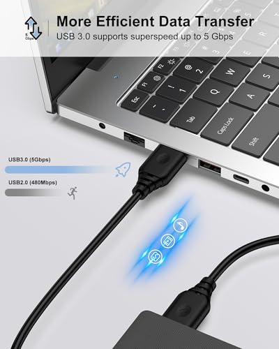 10FT USB 3.0 Type A to A Male Cable for Data Transfer - Compatible with Various Devices