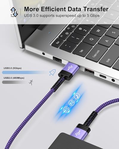 AILKIN 10 Ft USB 3.0 Male to Male High-Speed Extension Cable for Monitors, Hard Drives, and More