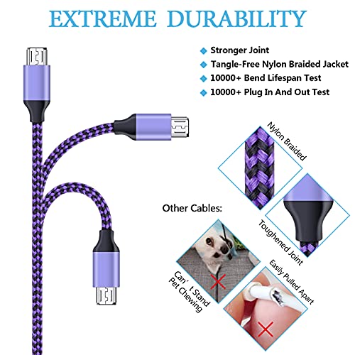 5-Pack 6ft High Speed Nylon Braided Micro USB Cables for Android Devices