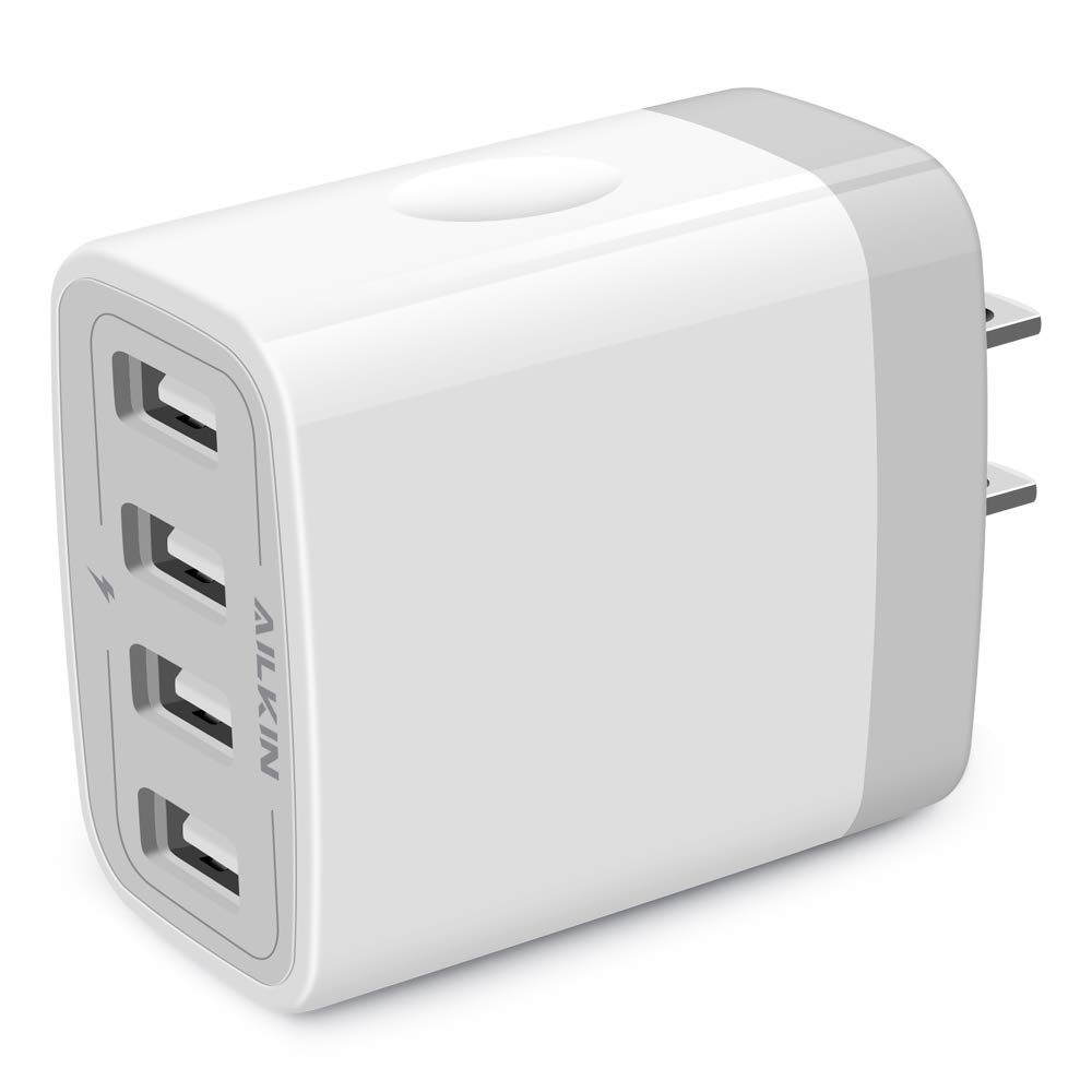 AILKIN 2-Pack USB Charger Adapter, 4.8A Multi-Port Fast Charging Block for iPhone 15/14/13/12 Pro Max, Samsung Galaxy, and More