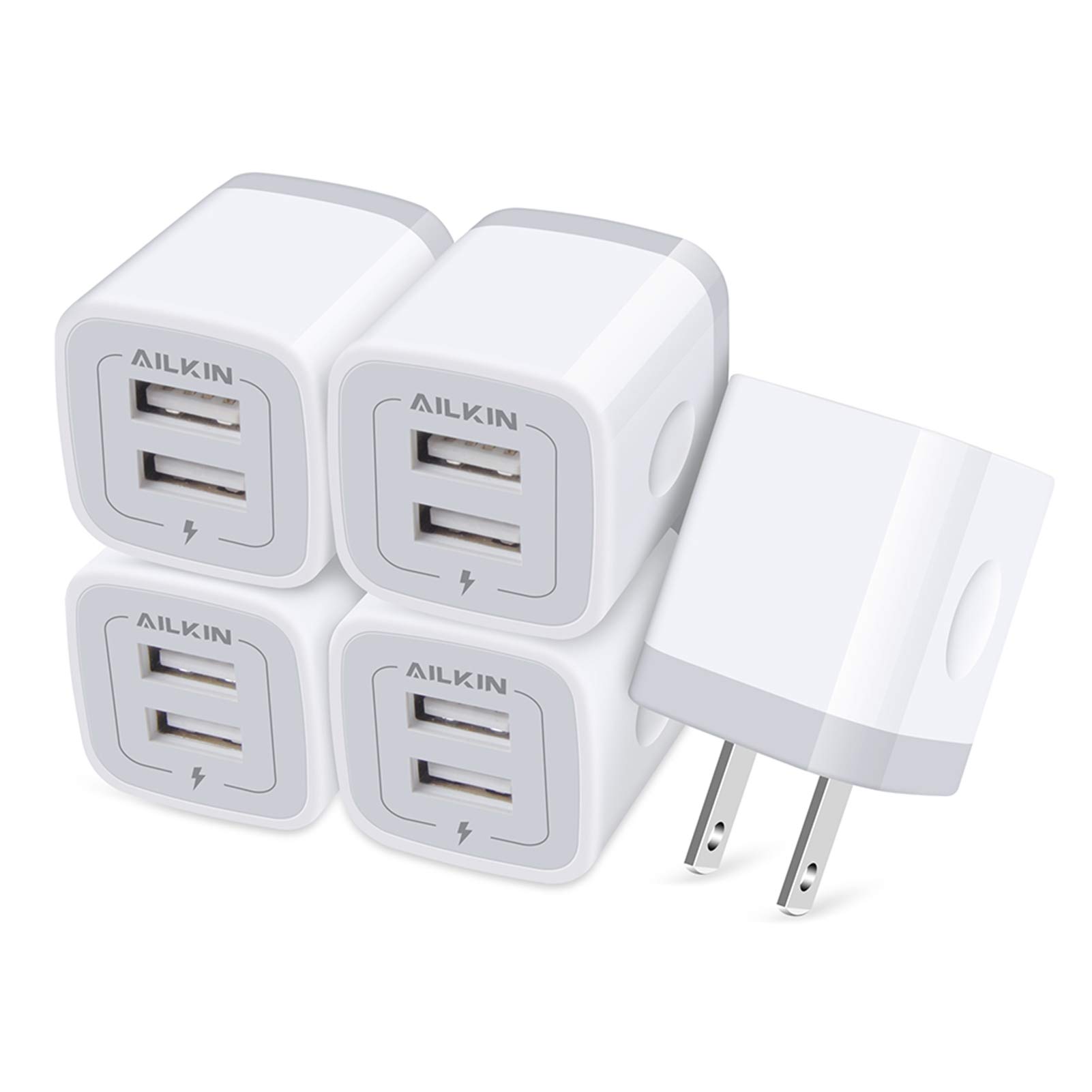 Fast Charging USB Wall Charger for iPhone and Samsung Galaxy - Pack of 5