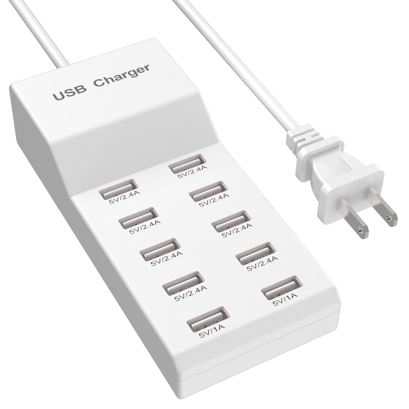 10-Port USB Charging Station for iPhone 15, iPod, Galaxy S, and More