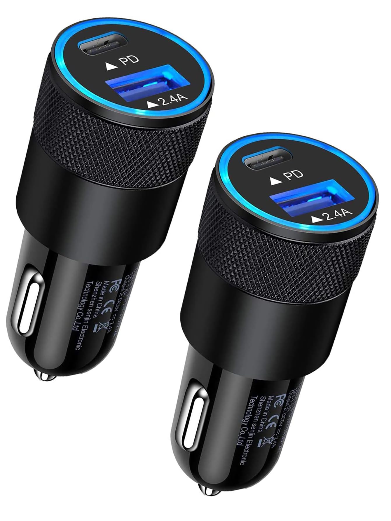 Dual Port USB C Car Charger for iPhone, Samsung, and more