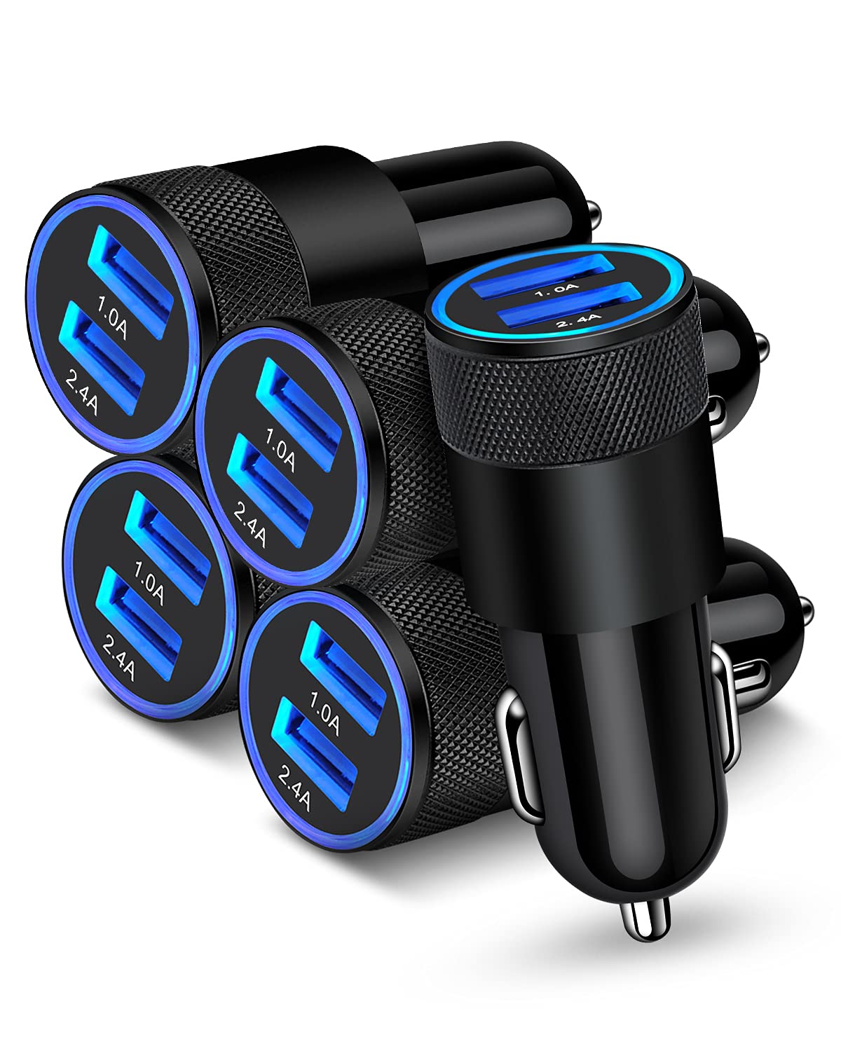 5-in-1 Car Charger Adapter for iPhone and Samsung Galaxy